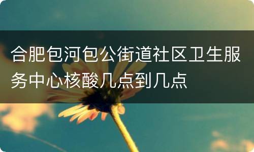 合肥包河包公街道社区卫生服务中心核酸几点到几点