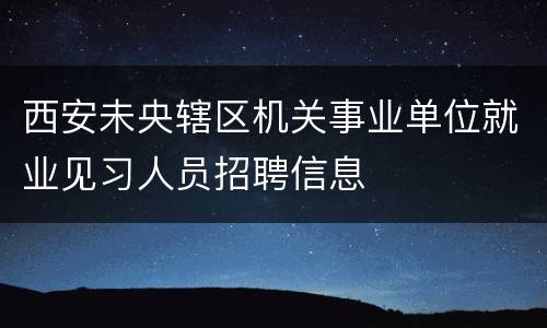 西安未央辖区机关事业单位就业见习人员招聘信息
