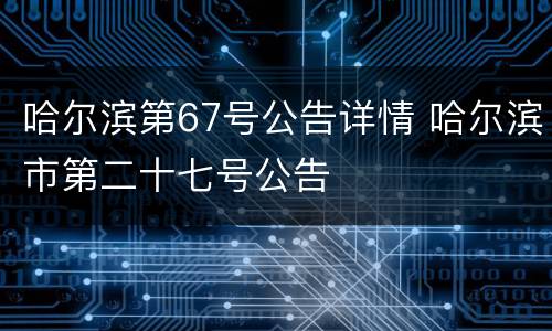 哈尔滨第67号公告详情 哈尔滨市第二十七号公告