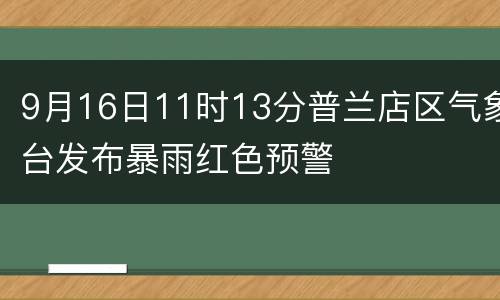 9月16日11时13分普兰店区气象台发布暴雨红色预警