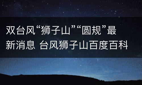 双台风“狮子山”“圆规”最新消息 台风狮子山百度百科