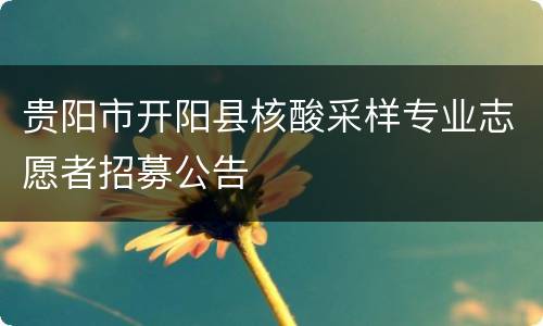 贵阳市开阳县核酸采样专业志愿者招募公告