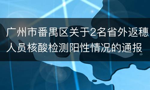 广州市番禺区关于2名省外返穗人员核酸检测阳性情况的通报