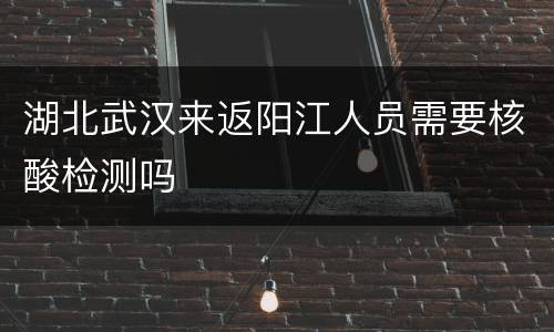 湖北武汉来返阳江人员需要核酸检测吗