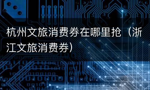 杭州文旅消费券在哪里抢（浙江文旅消费券）