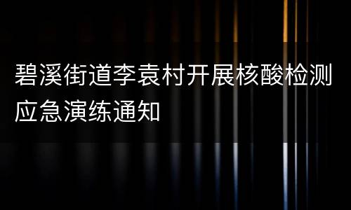 碧溪街道李袁村开展核酸检测应急演练通知