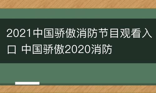 2021中国骄傲消防节目观看入口 中国骄傲2020消防