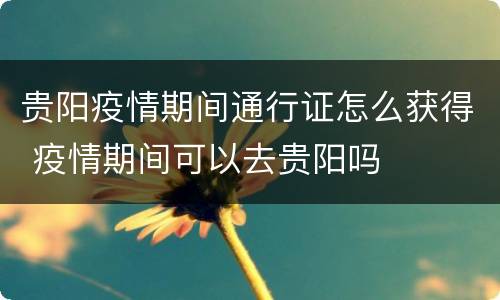 贵阳疫情期间通行证怎么获得 疫情期间可以去贵阳吗