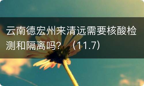 云南德宏州来清远需要核酸检测和隔离吗？（11.7）