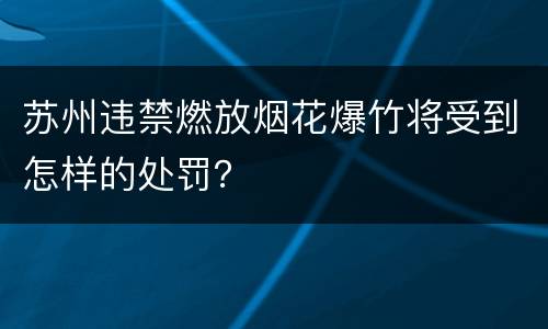 苏州违禁燃放烟花爆竹将受到怎样的处罚？