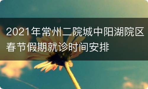 2021年常州二院城中阳湖院区春节假期就诊时间安排