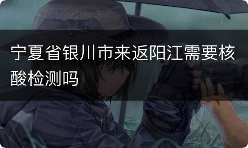 宁夏省银川市来返阳江需要核酸检测吗