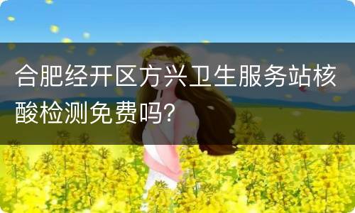 合肥经开区方兴卫生服务站核酸检测免费吗？