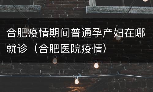 合肥疫情期间普通孕产妇在哪就诊（合肥医院疫情）