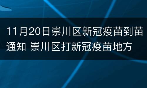 11月20日崇川区新冠疫苗到苗通知 崇川区打新冠疫苗地方