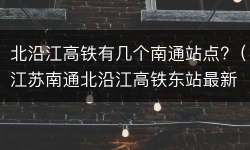 北沿江高铁有几个南通站点?（江苏南通北沿江高铁东站最新消息）