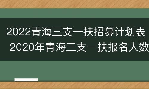 2022青海三支一扶招募计划表 2020年青海三支一扶报名人数