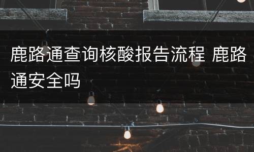鹿路通查询核酸报告流程 鹿路通安全吗