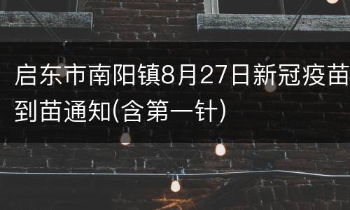 启东市南阳镇8月27日新冠疫苗到苗通知(含第一针)