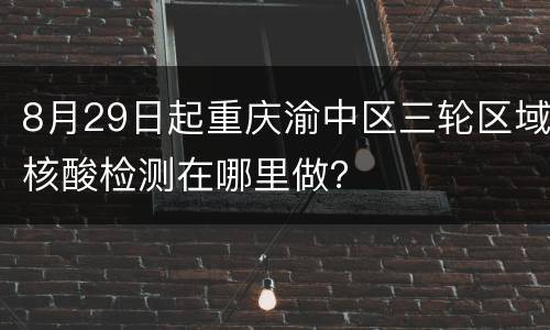 8月29日起重庆渝中区三轮区域核酸检测在哪里做？