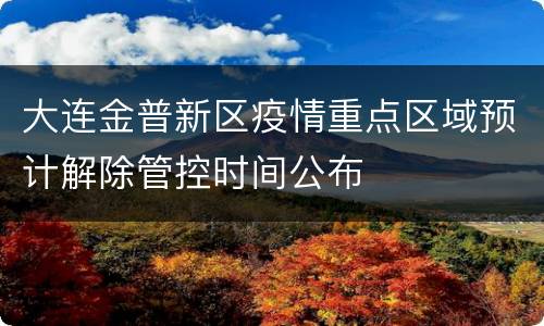 大连金普新区疫情重点区域预计解除管控时间公布