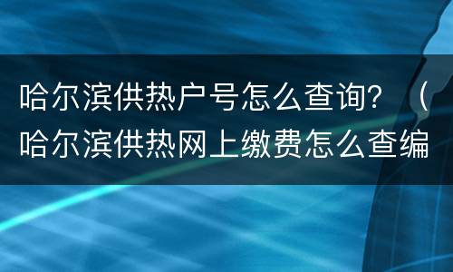 哈尔滨供热户号怎么查询？（哈尔滨供热网上缴费怎么查编号）