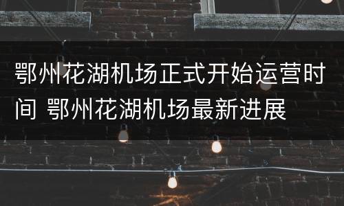 鄂州花湖机场正式开始运营时间 鄂州花湖机场最新进展