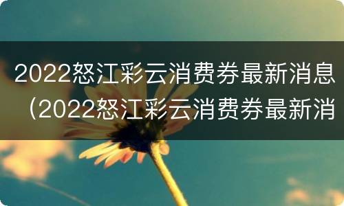2022怒江彩云消费券最新消息（2022怒江彩云消费券最新消息公布）
