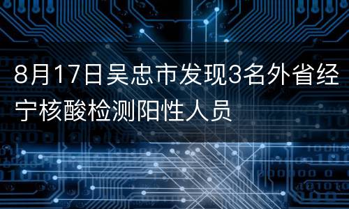 8月17日吴忠市发现3名外省经宁核酸检测阳性人员