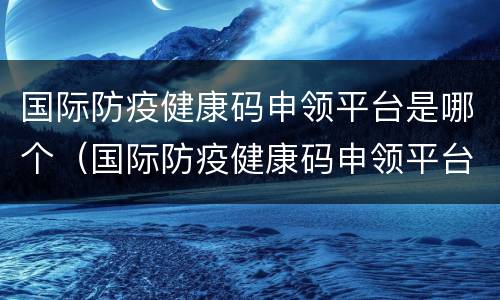 国际防疫健康码申领平台是哪个（国际防疫健康码申领平台是哪个软件）