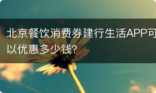 北京餐饮消费券建行生活APP可以优惠多少钱？