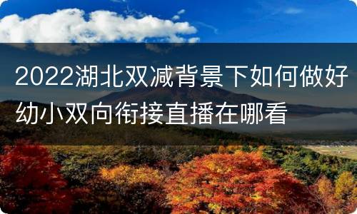 2022湖北双减背景下如何做好幼小双向衔接直播在哪看