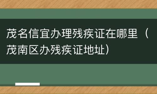 茂名信宜办理残疾证在哪里（茂南区办残疾证地址）