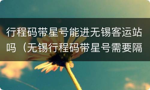 行程码带星号能进无锡客运站吗（无锡行程码带星号需要隔离吗）