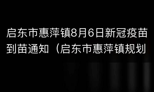 启东市惠萍镇8月6日新冠疫苗到苗通知（启东市惠萍镇规划图）