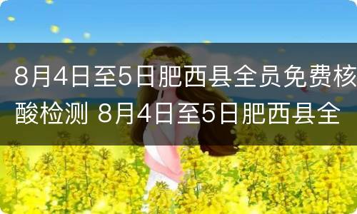 8月4日至5日肥西县全员免费核酸检测 8月4日至5日肥西县全员免费核酸检测结果