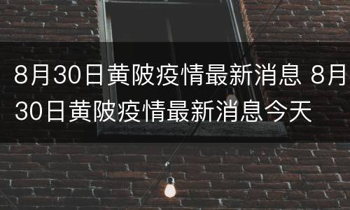 8月30日黄陂疫情最新消息 8月30日黄陂疫情最新消息今天