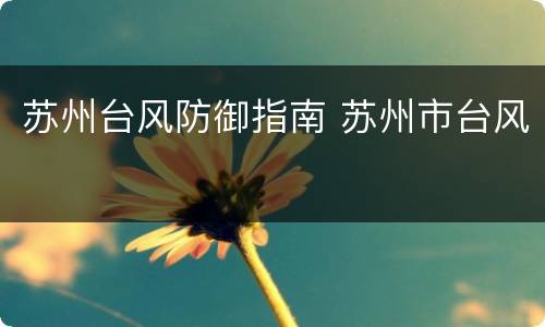 苏州台风防御指南 苏州市台风