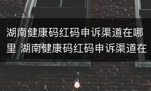 湖南健康码红码申诉渠道在哪里 湖南健康码红码申诉渠道在哪里看