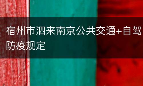 宿州市泗来南京公共交通+自驾防疫规定