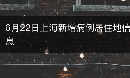 6月22日上海新增病例居住地信息