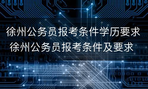 徐州公务员报考条件学历要求 徐州公务员报考条件及要求