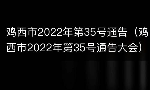 鸡西市2022年第35号通告（鸡西市2022年第35号通告大会）