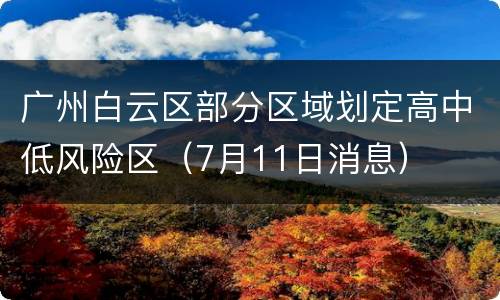 广州白云区部分区域划定高中低风险区（7月11日消息）