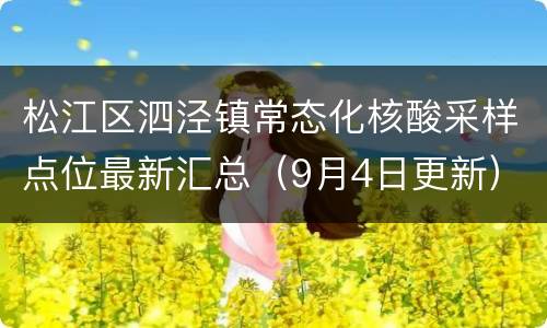 松江区泗泾镇常态化核酸采样点位最新汇总（9月4日更新）