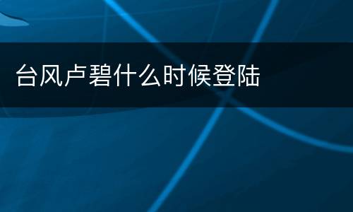 台风卢碧什么时候登陆