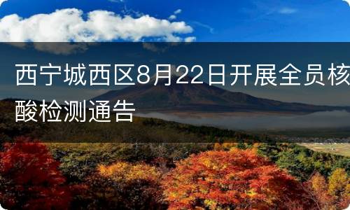 西宁城西区8月22日开展全员核酸检测通告