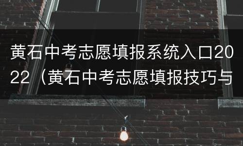 黄石中考志愿填报系统入口2022（黄石中考志愿填报技巧与指南2021）