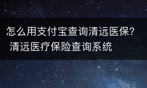 怎么用支付宝查询清远医保？ 清远医疗保险查询系统