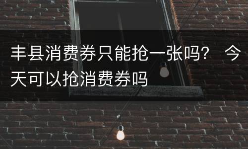 丰县消费券只能抢一张吗？ 今天可以抢消费券吗